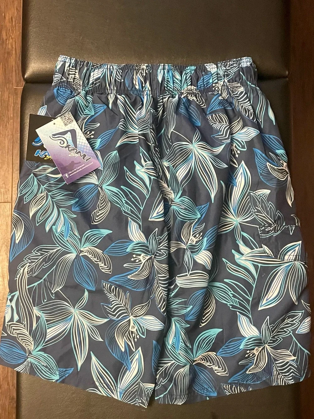 Kanu Surf Blue Tropical Floral Print Swim Trunks New